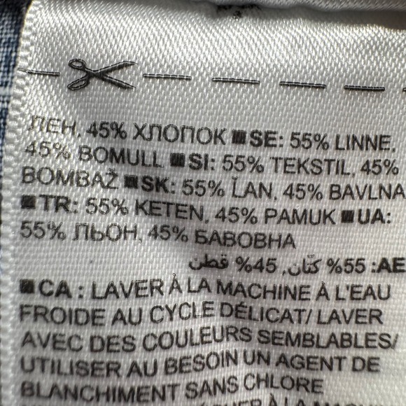 Gap Loop Collar Shirt Linen Blend Large Mens Ikat Short Sleeve Button Up - Picture 7 of 8